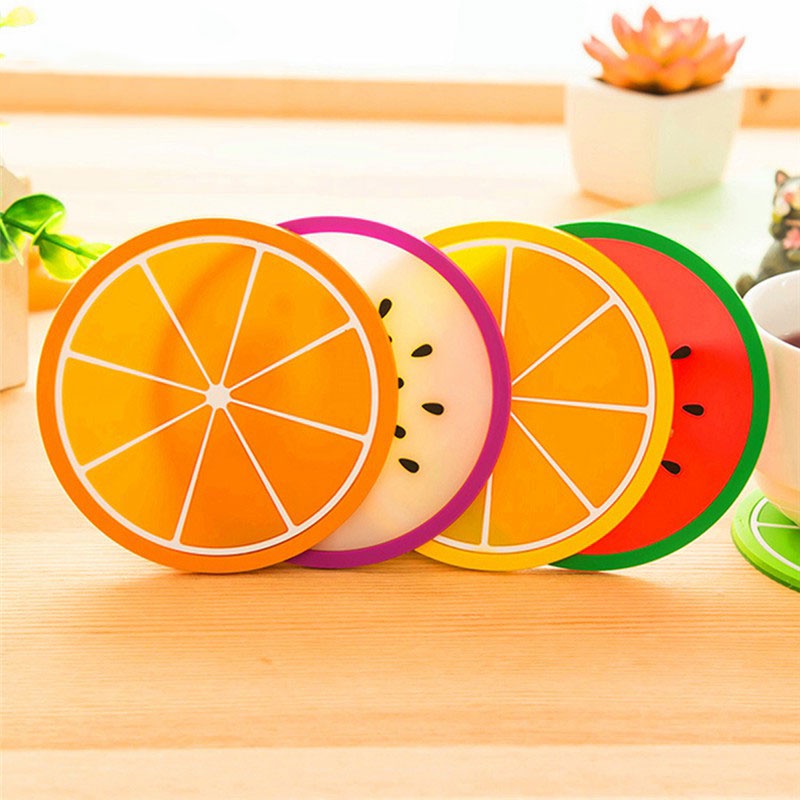 Fruit Shape Silica Gel Cup Glass Mat Tatakan Gelas Cangkir Motif Buah