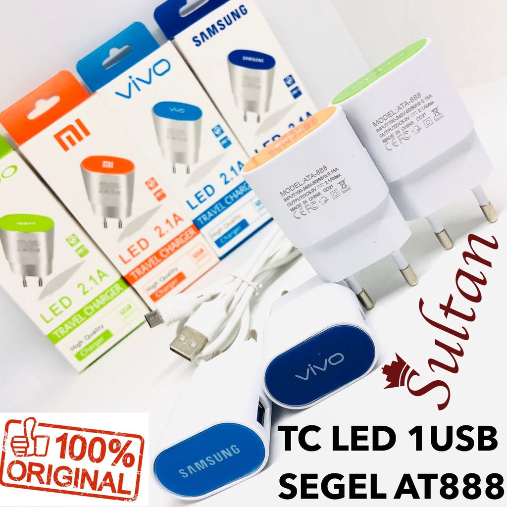 CASAN MICRO-USB Charger Led 2.1A 1 USB ATA-888/BST-1811 Samsung Oppo Xiaomi Vivo High Quality