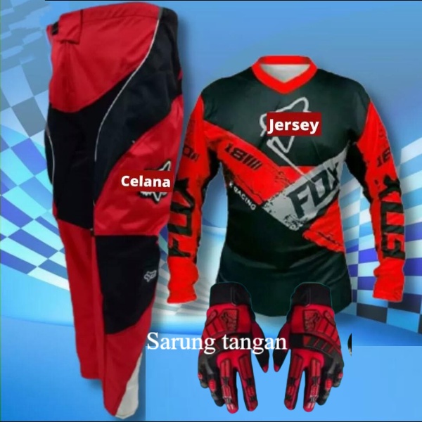 Jersey set motor cross trail dewasa/ BAJU MOTOCROSS trail pria Jersey set sarung tangan