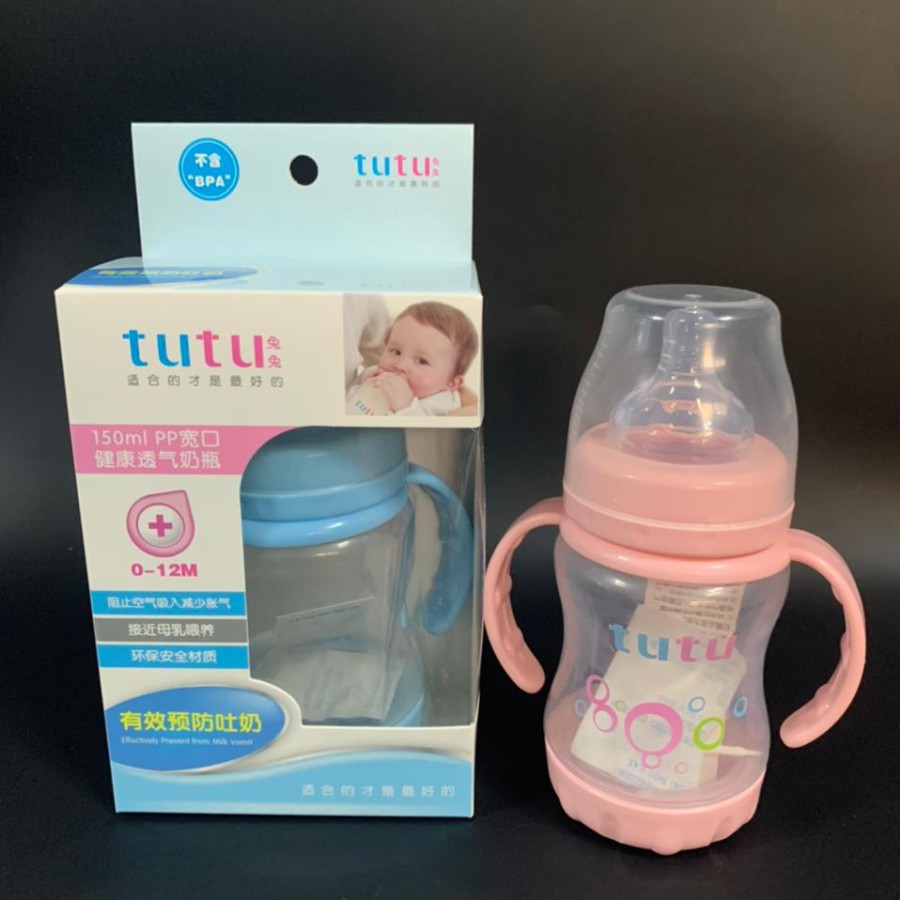 baby botol susu bayi 150ml feeding bottle milk gagang plus sedotan