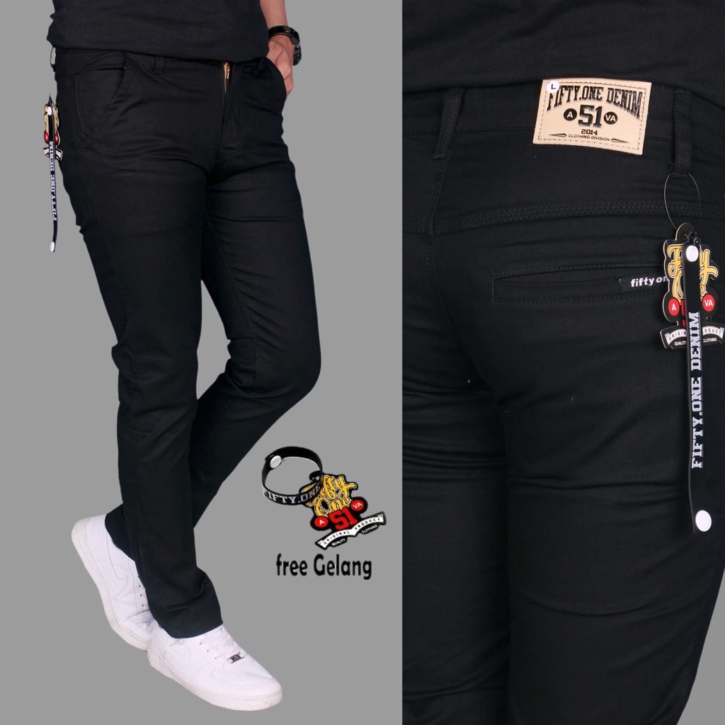 Fifty One Denim-Celana Chino Panjang Pria Slimfit Katun Strecth Twill Melar Original Premium Distro / Celana Chino Fifty One /Celana Pria Chino Skinny 51