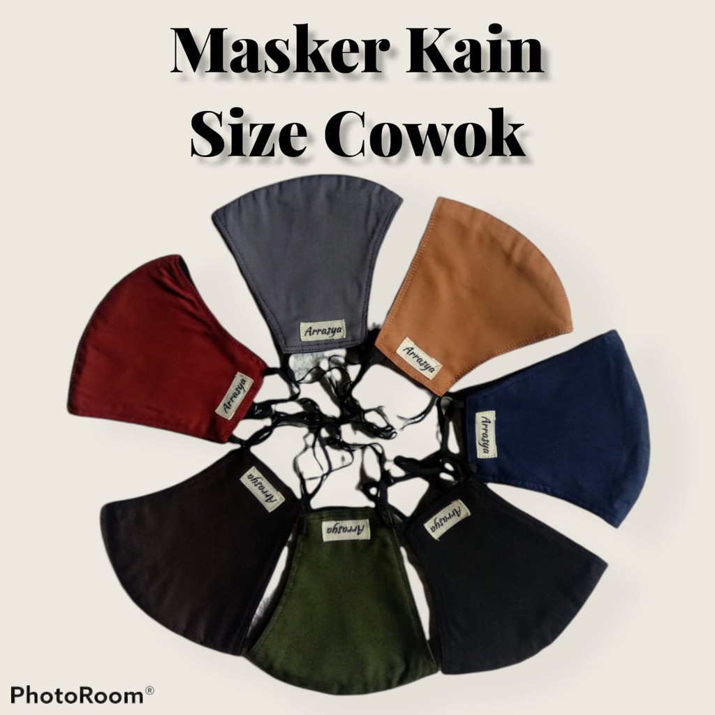 Masker Polos Cowok | Masker Kain Katun | Masker 3 ply | Masker Earloop | Masker Hijab