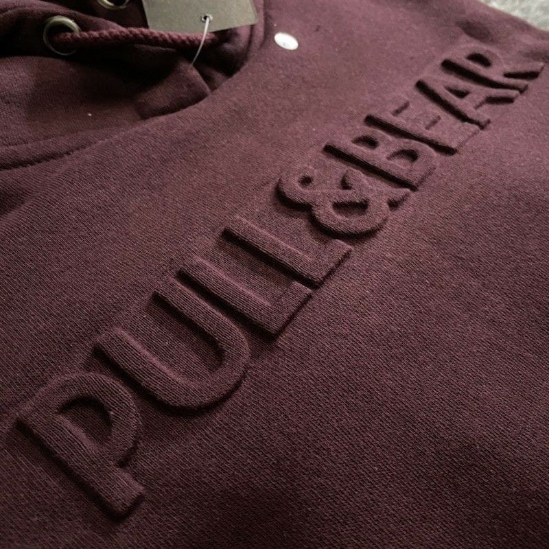 Sweater Hoodie Pull and Bear Jaket Pullover Sablon Embossed Font Timbul Hodie