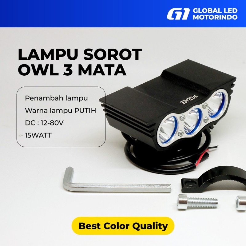 lampu tembak LED OWL mini 30watt 3 mata cree 3led mode ultrafire