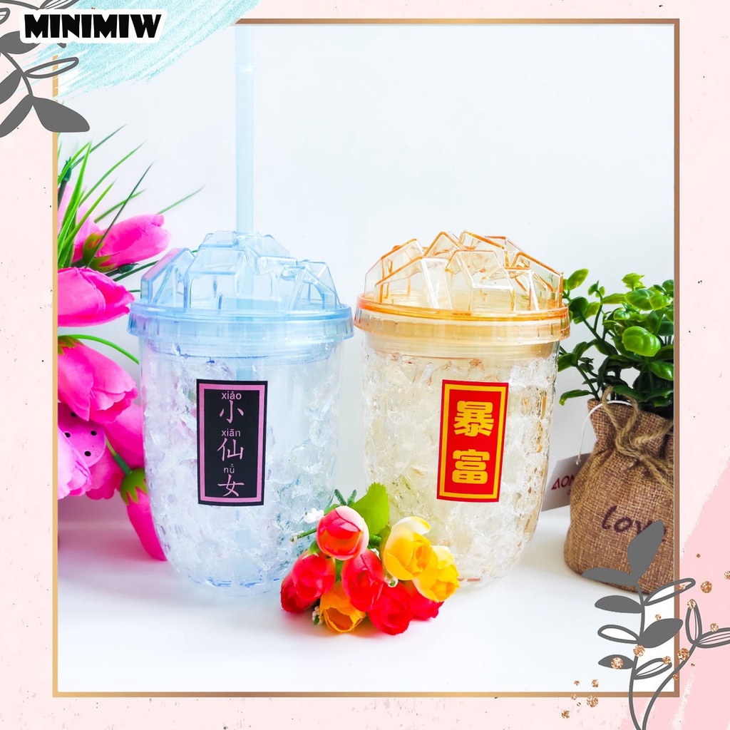 TEMPAT MINUM KRISTAL ES TUMBLER UNIK MURAH LUCU KODE DY-81820 PLASTIK TAHAN BANTING COD