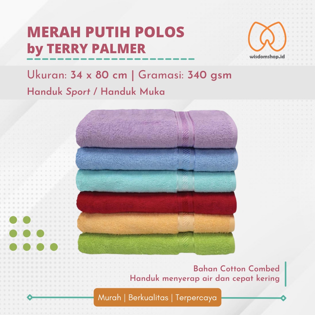 [WS] Handuk Sport Merah Putih Polos uk. 30x70 cm