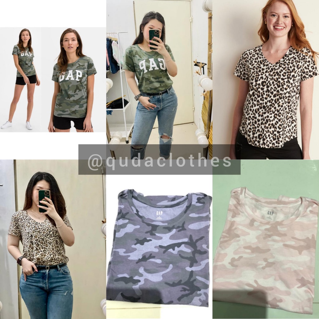 T-shirt GAP camo army/camo pink/camo grey/ Leopard lengan pendek