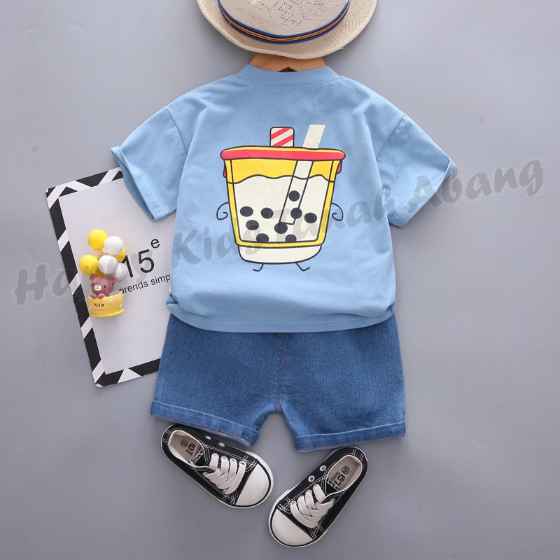 COD PAKAIAN PREMIUM SETELAN ANAK LAKI-LAKI KEREN SAKU BOBA 0-4TAHUN / PAKAIAN ANAK LAKI LAKI / STELAN ANAK LAKI LAKI / SETELAN KAOS ANAK LAKI LAKI