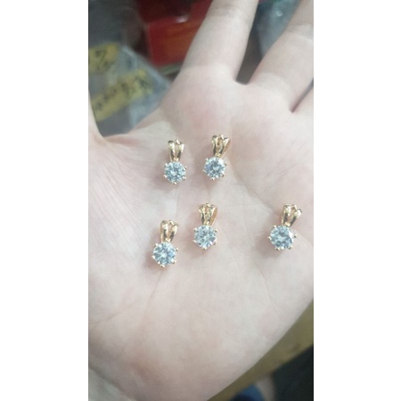 liontin bandul kalung permata putih solitaire mata satu emas asli 375 8k 1 gram