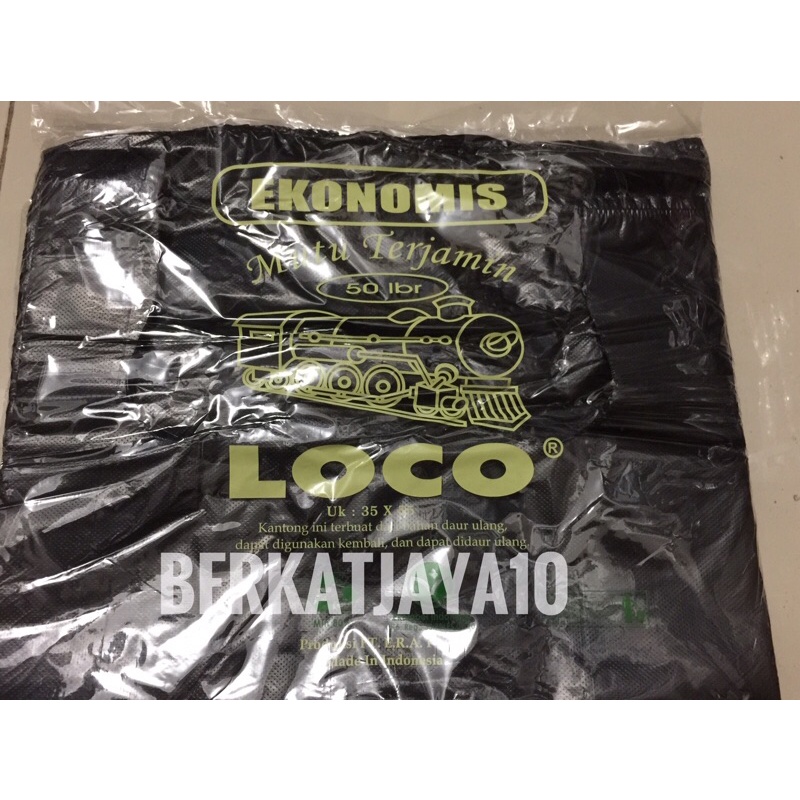 Kantong Plastik Kresek 35x55 Loco Ekonomis Hitam Tipis isi 50 pcs