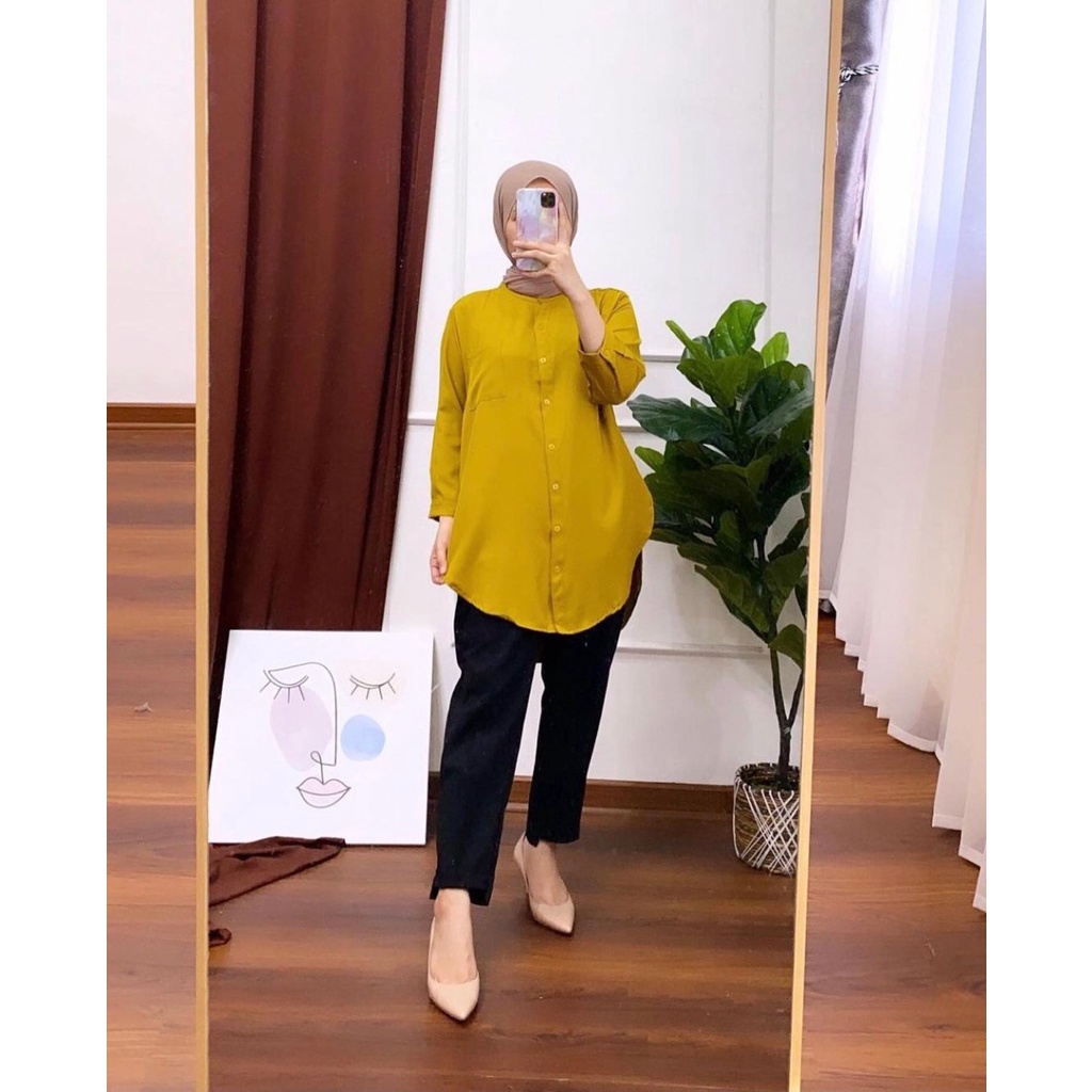 KEMEJA TUNIK POLOS TERKINI BAHAN SHAKILA FASHION BONTEGGA