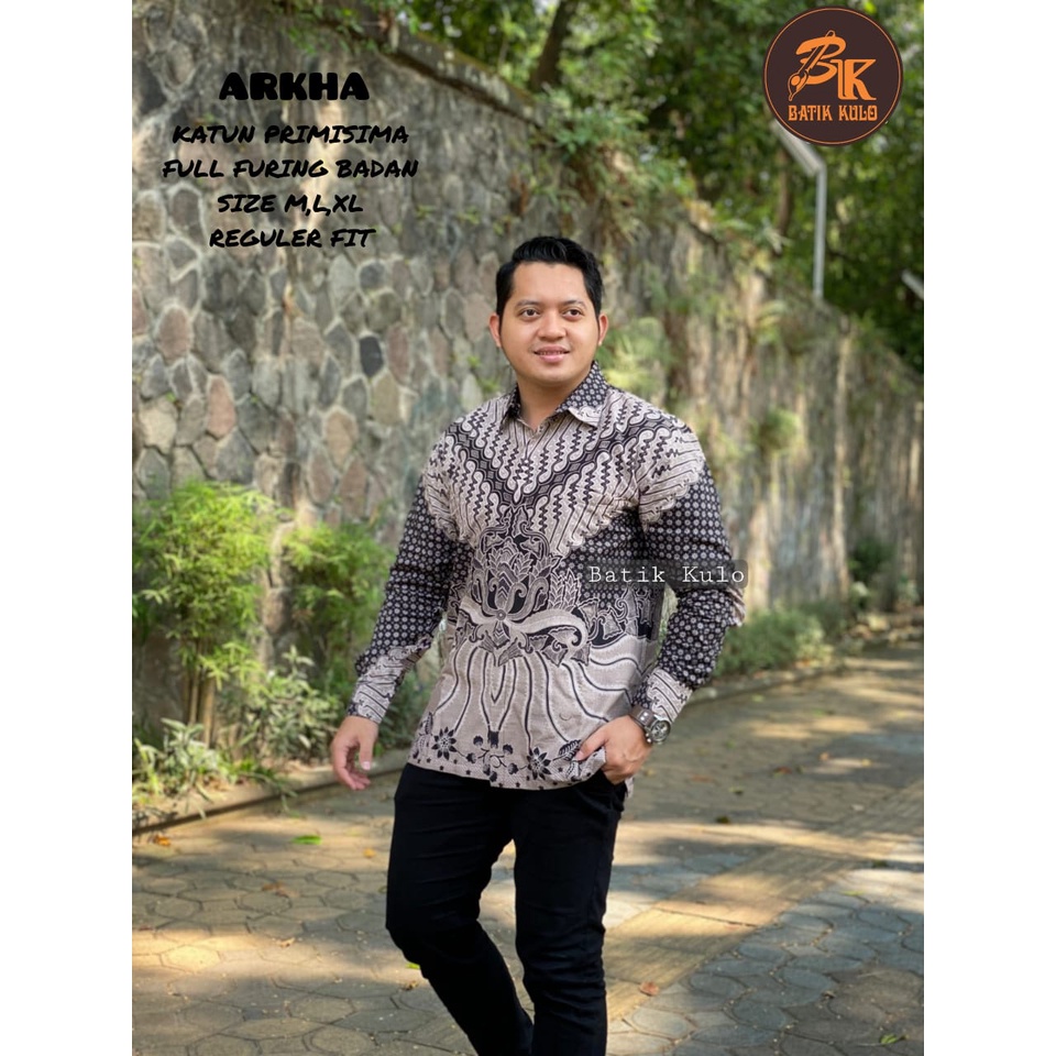 Batik pria lengan panjang HITAM CREAM modern ORIGINAL BAJU PREMIUM KEKINIAN SOLO MURAH TERBARU &quot;KULO&quot;