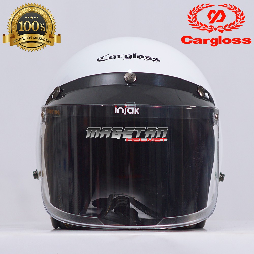 Helm Cargloss Super Whity White  Helm Half Face Original Cargloss Free Visor