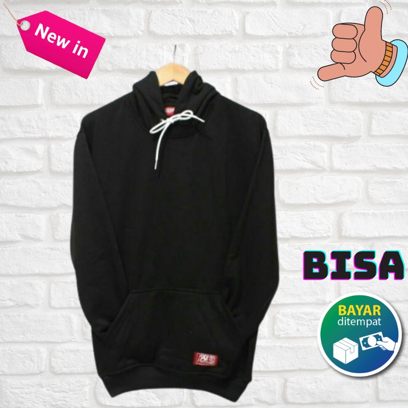 (Bahan Tebal) Hoodie pria Hoodie polos warna hitam hoodie pria hoodie wanita kafo wanita