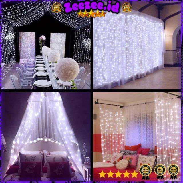 Lampu Gorden Dekorasi Wedding Fairy Light 3x3Meter 300 LED - 300L