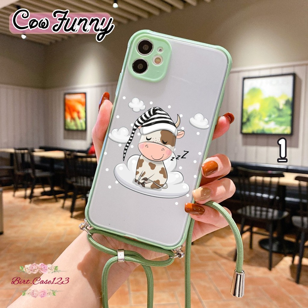 Softcase Slingcase Lanyard Choice COW FUNNY Iphone 11 12 Mini Pro Max BC4550