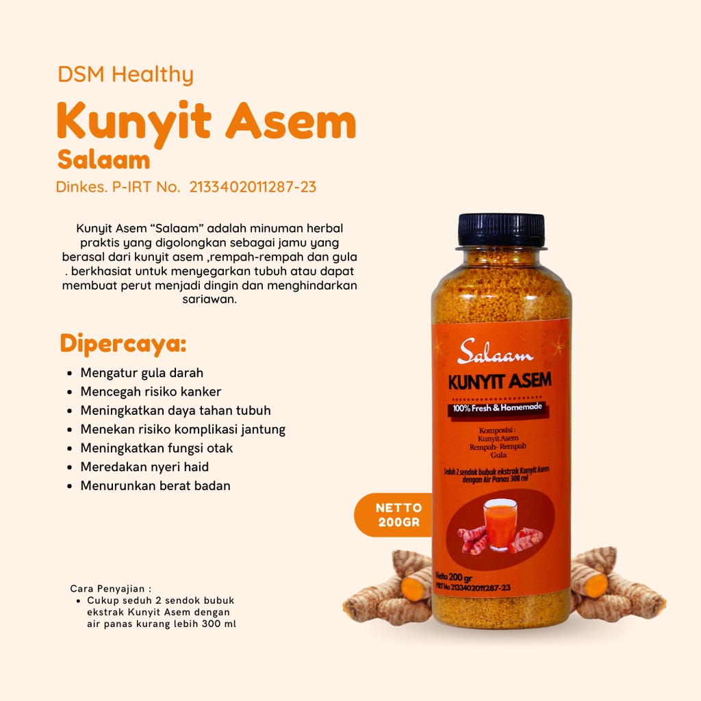 

DSM Healthy Salaam Kunyit Asem 200 Gr Kunyit Asem