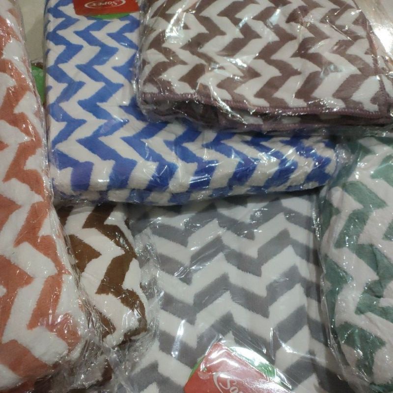 Sorex HM 899 Handuk Mandi Dewasa Microfiber Towel Motif ZigZag Lembut Daya Serap Tinggi