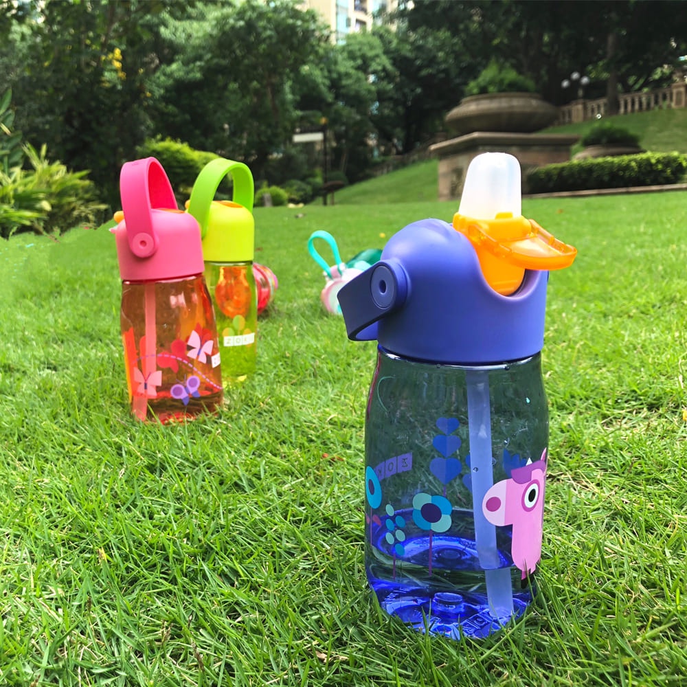 Zoku Kids Flip Straw Bottle - Botol Minum Anak Sedotan Anti Tumpah Bekal Vakum Gantung 400ml