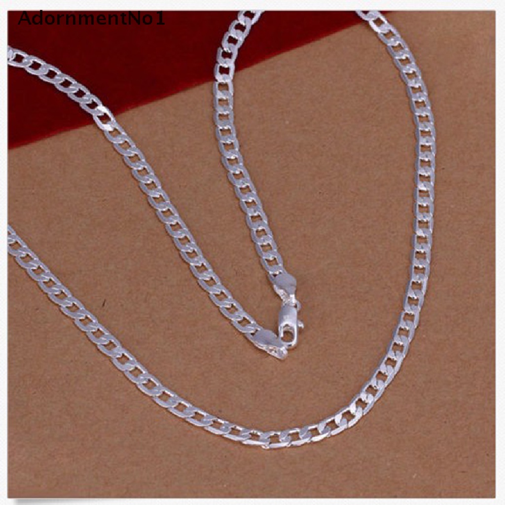 (AdornmentNo1) Kalung Rantai Flat Bahan Sterling Silver 925 Lebar 4MM Untuk Pria