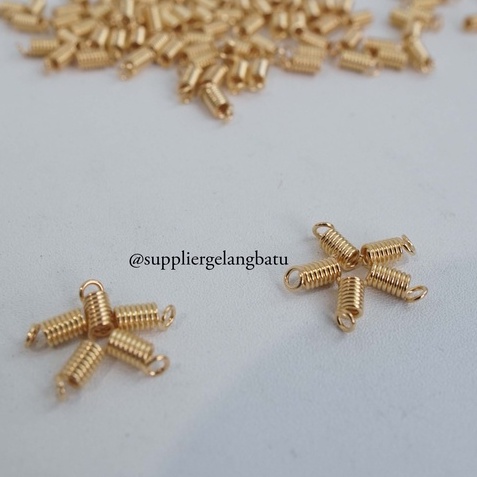 UJUNG TALI CONNECTOR 2mm SPRING CORD end per KONEKTOR GOLD masker