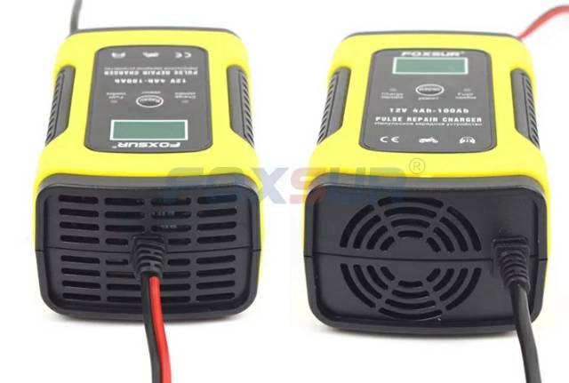 Charger LCD Display 12V 5A Foxsur Pulse Baterai Charger AGM Gel Basah Asam Baterai Charger