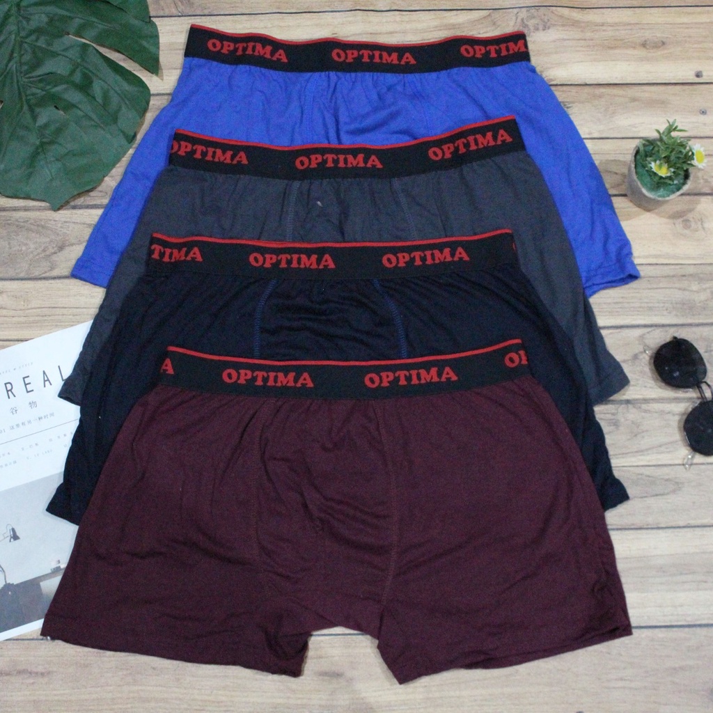 [Isi 2] PREMIUM BEST SELLER Boxer Optima Celana Dalam Pria Pinggang Karet Underwear Size M L XL XXL CD