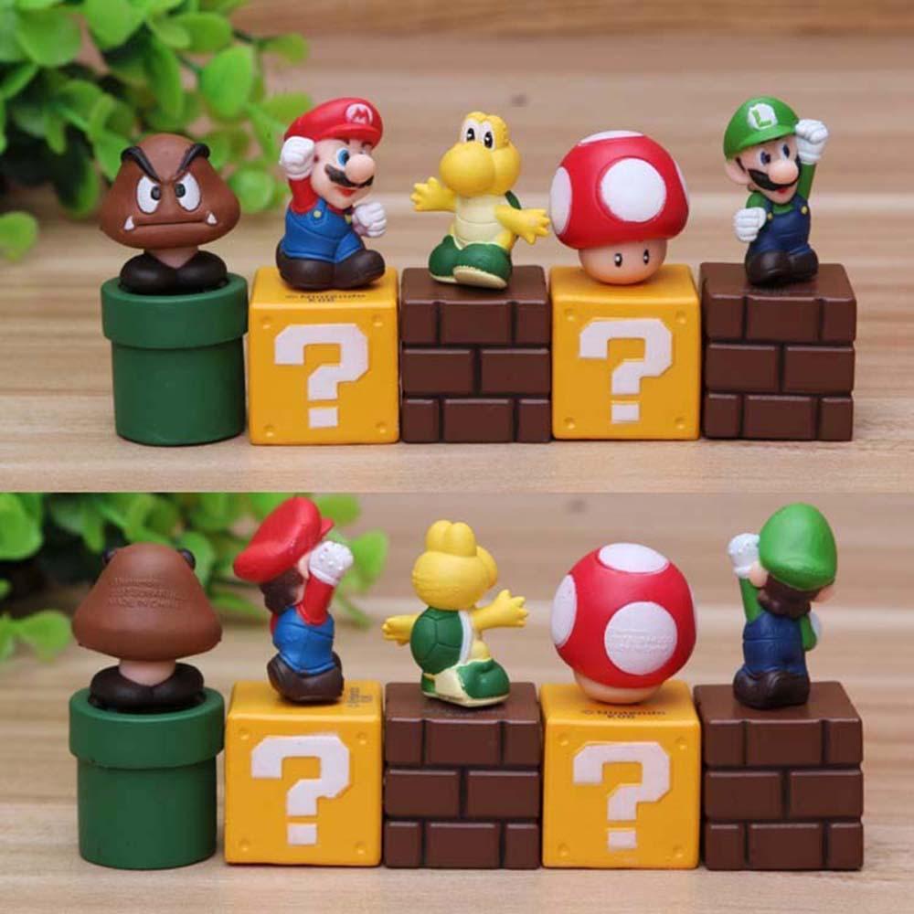 Needway   Action Figurine Patung Mainan Anak Model Koleksi Jamur Dekorasi Desktop Mario Super Mario Bros.