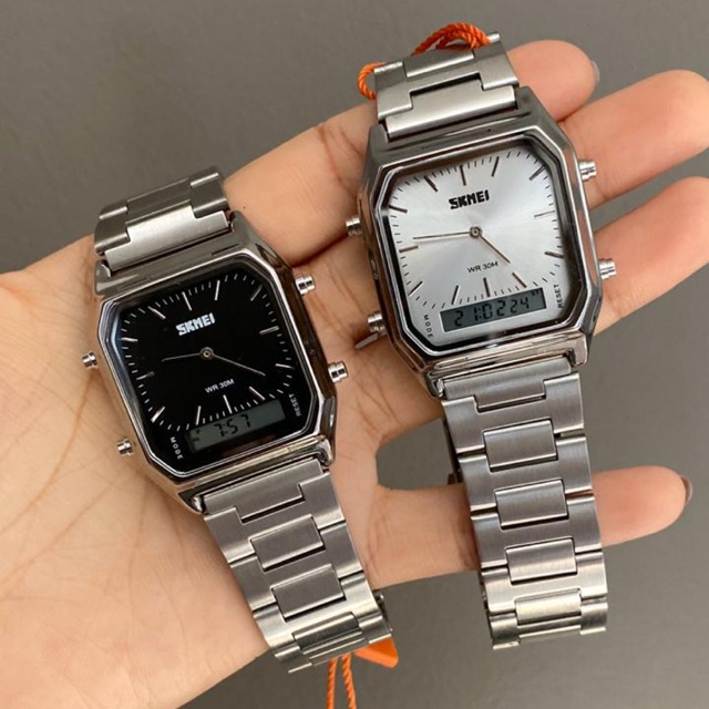 Jual SKMEI 1220 DUAL TIME BLACK/WHITE Indonesia|Shopee Indonesia