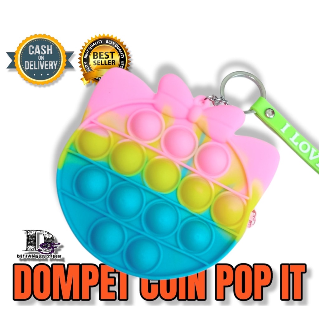 Dompet dengan Gantungan Kunci Pop It Rainbow - dompet koin wanita warna karakter