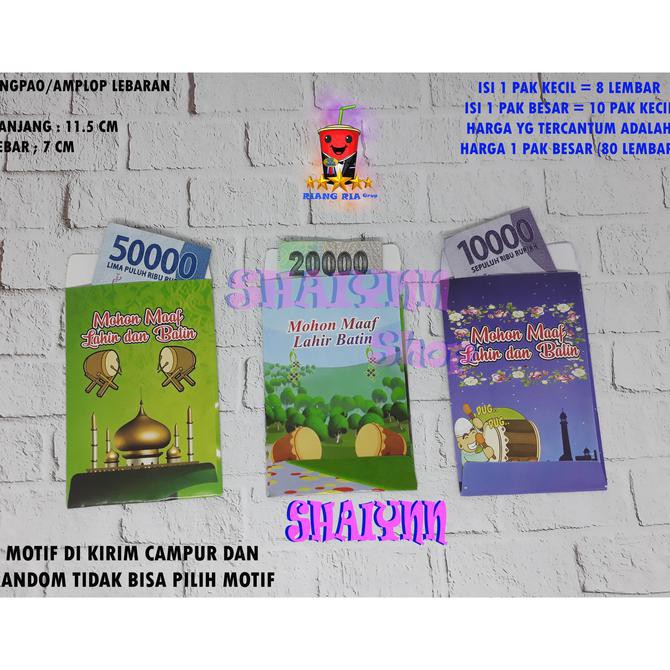 

Silahkan Order Amplop Lebaran / Angpao Idul Fitri @80 Lbr Amplop Uang Karakter Random