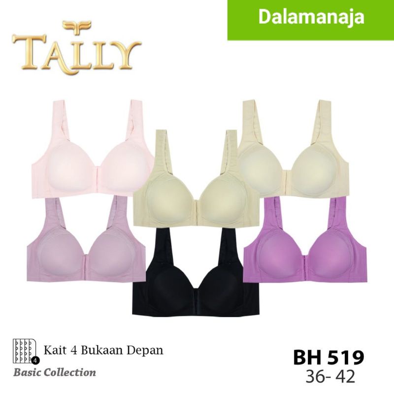 TALLY Bra Fashion 519 Bra Kancing depan Busa Tipis Tanpa Kawat Cup Besar