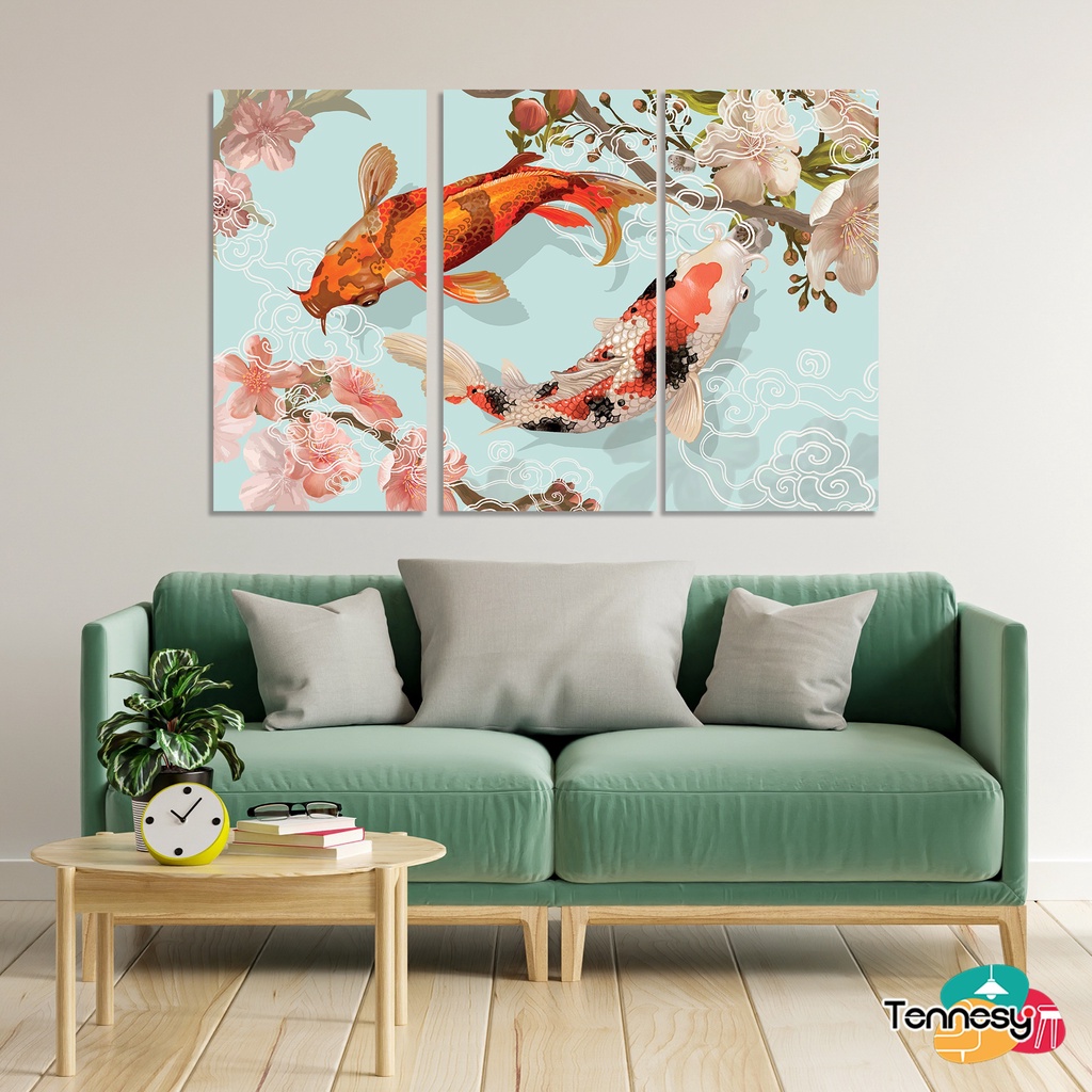 TENNESY SET HIASAN DINDING IKAN KOI 15x30CM WALL DECOR PAJANGAN POSTER DEKORASI DINDING KAMAR RUMAH