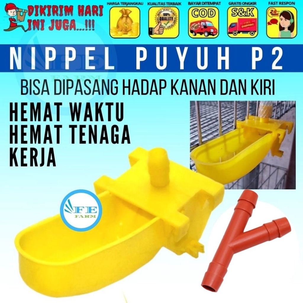 Nipel P2 Niplle Puyuh Ayam Nepel Mangkok Alat Minum Puyuh Ayam Nipel Drinkler FEFARM