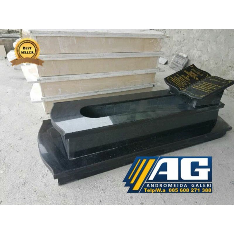 kijingan granit hitam nisan buku + ongkir area Jawa