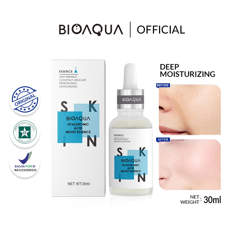 {LB} BIOAQUA ESENSES SERUM MOISTURIZING HYALURONIC ANTI ACNE HEXA NIACINAMIDE / BIOAQUA CENTELLA COLLAGEN VIT C SQUALANE - BPOM