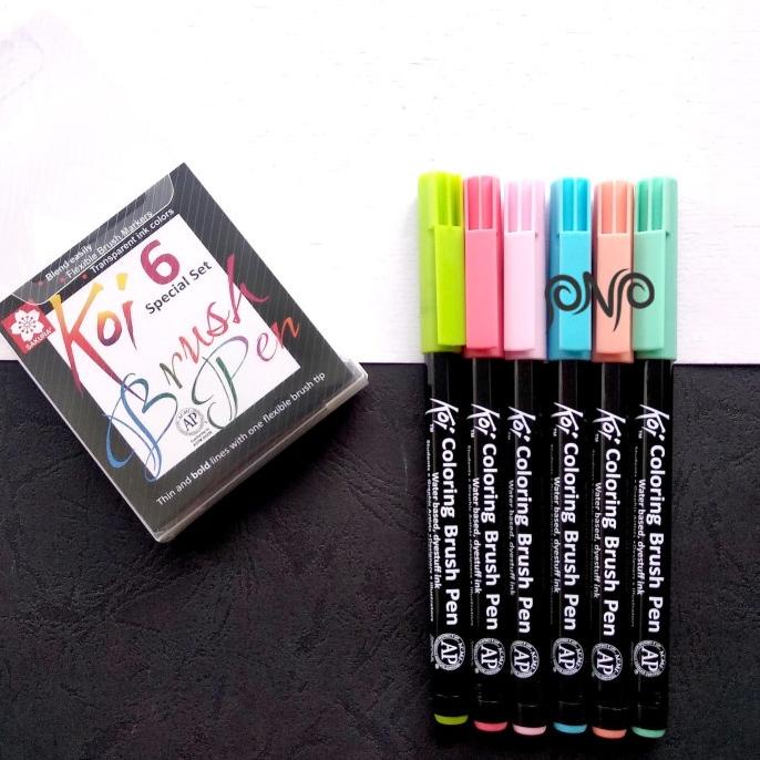 

(BISA COD) Sakura Koi Coloring Brush Pen Set 6 Color Pastel Kuas Calligraphy PROMO SPECIAL Kode 577