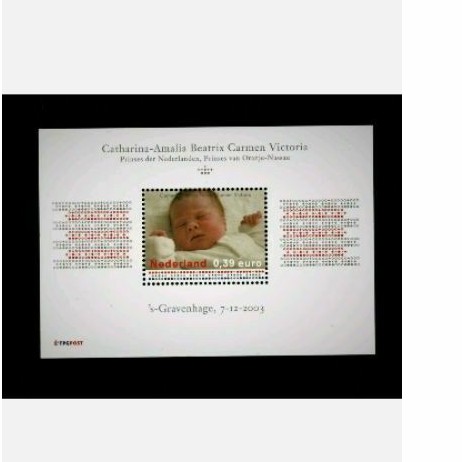 

Souvenir Sheet Perangko Netherlands The Birth Of Royal Princess 2003