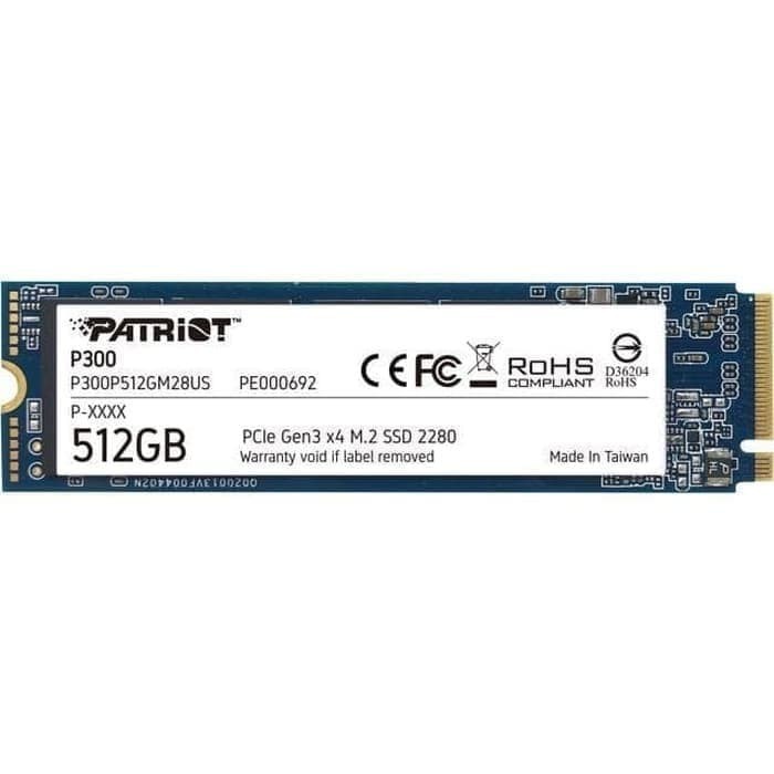 SSD PATRIOT P300 M2 2280 512GB PCIe Gen3 x4 NVMe 1.3 SSD GARANSI RESMI