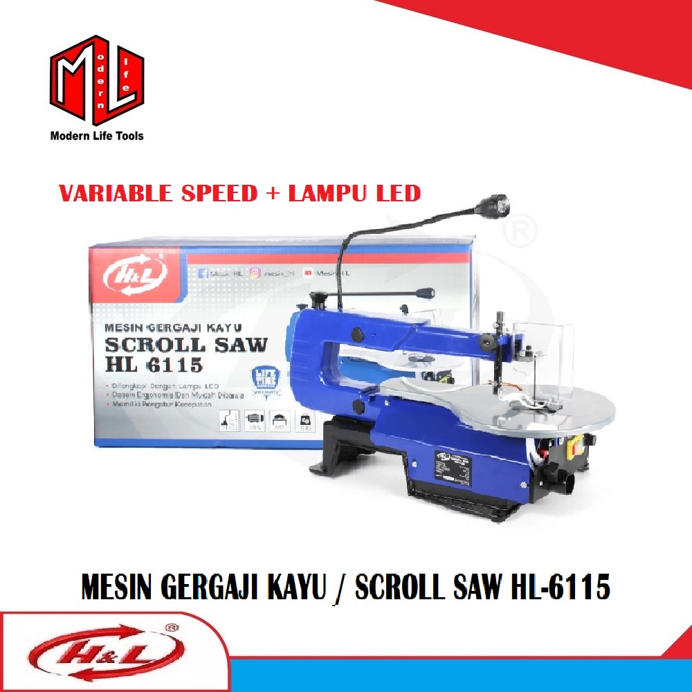 Mesin Gergaji Kayu HL6115 / Scroll Saw Gergaji Triplek Kayu 16inch HL 6115