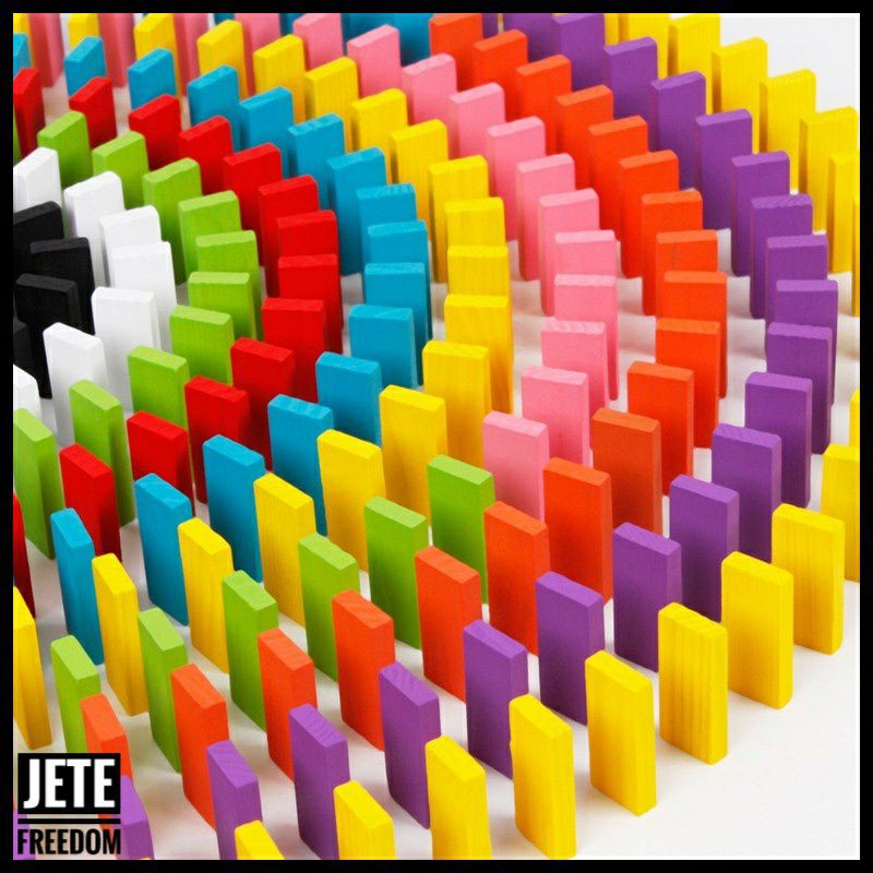 ROXPORT Balok Domino 120 PCS Balok Susun Mainan Anak Kayu Edukasi MultiColor Kayu 4.3 x 2 x 0.7 cm