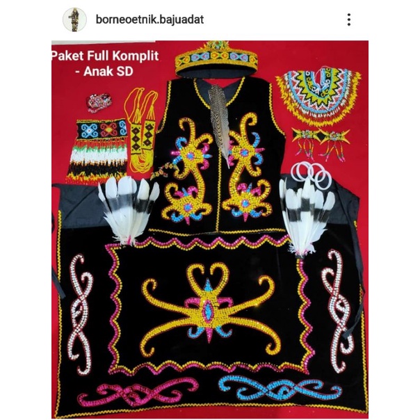 1 set kostum dayak anak kecil cewek perempuan anak anak kostum dayak baju adat dayak orang ulu pakai