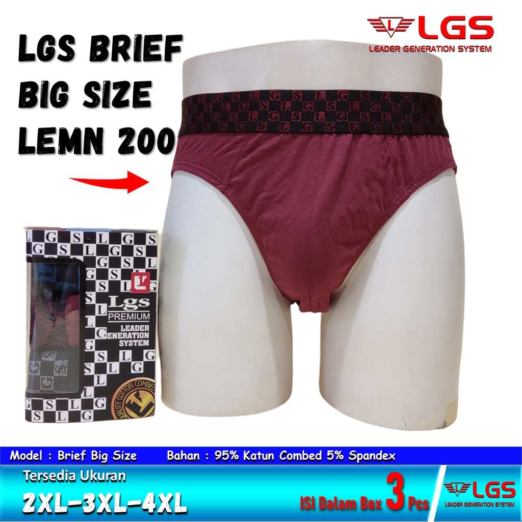 Celana Dalam Pria Big Size LGS 200 ISI 3Pcs/Pack Bahan Katun