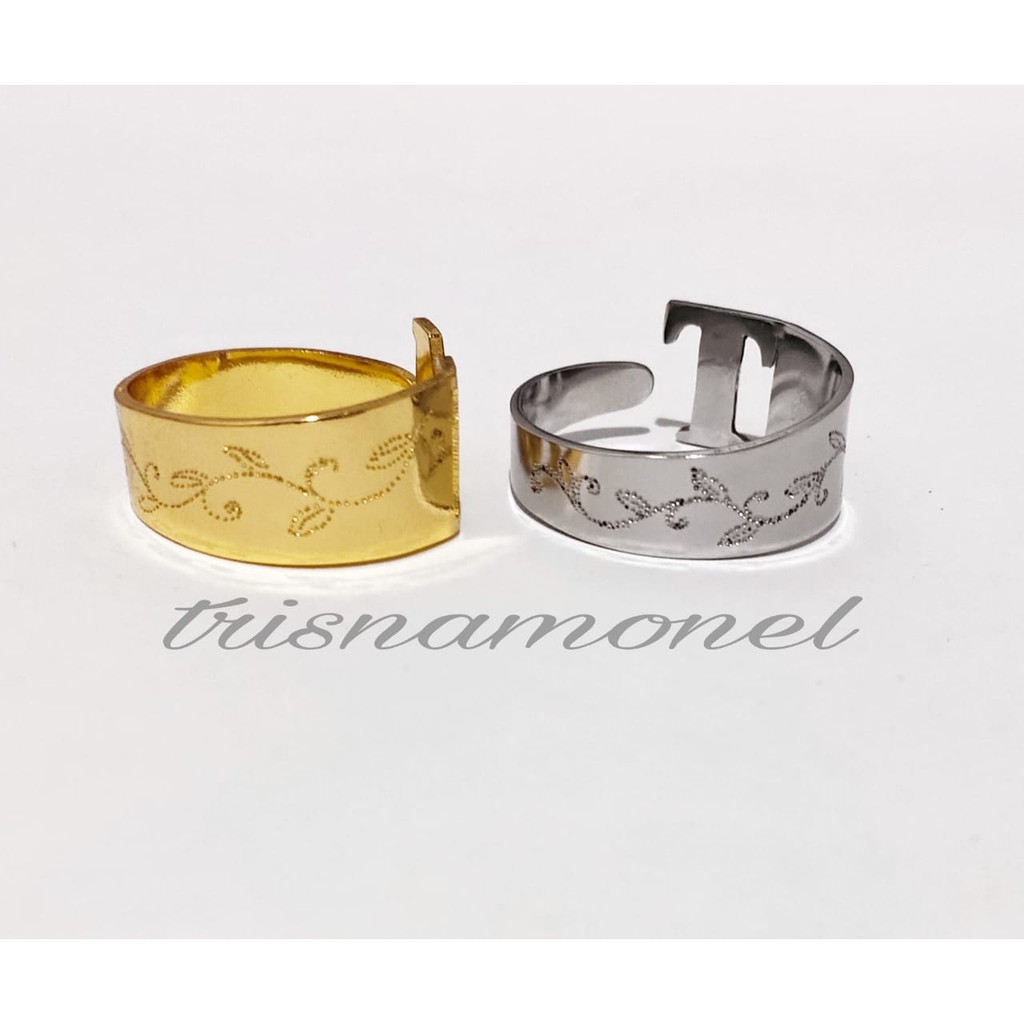 CINCIN CUSTOM HURUF BAHAN SILVER DAN KUNINGAN LAPIS EMAS