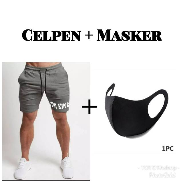 TOTOTAshop.Celpen GYM KING Free Masker ,celpen bahan babyterry premium motif sablon.real.pict