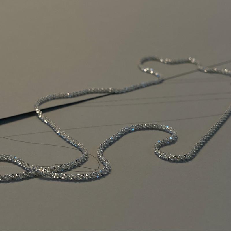 925 Silver Flashing Clavicle Chain Gypsophila Female Necklace Small and Exquisite Star Clavicle Chain Holiday Gift