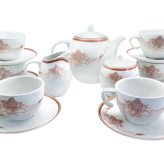 Royal Heritage Collection Tea Set Kecombrang Brown 17 Pcs / Pitcher Set /Wedding Gift Set