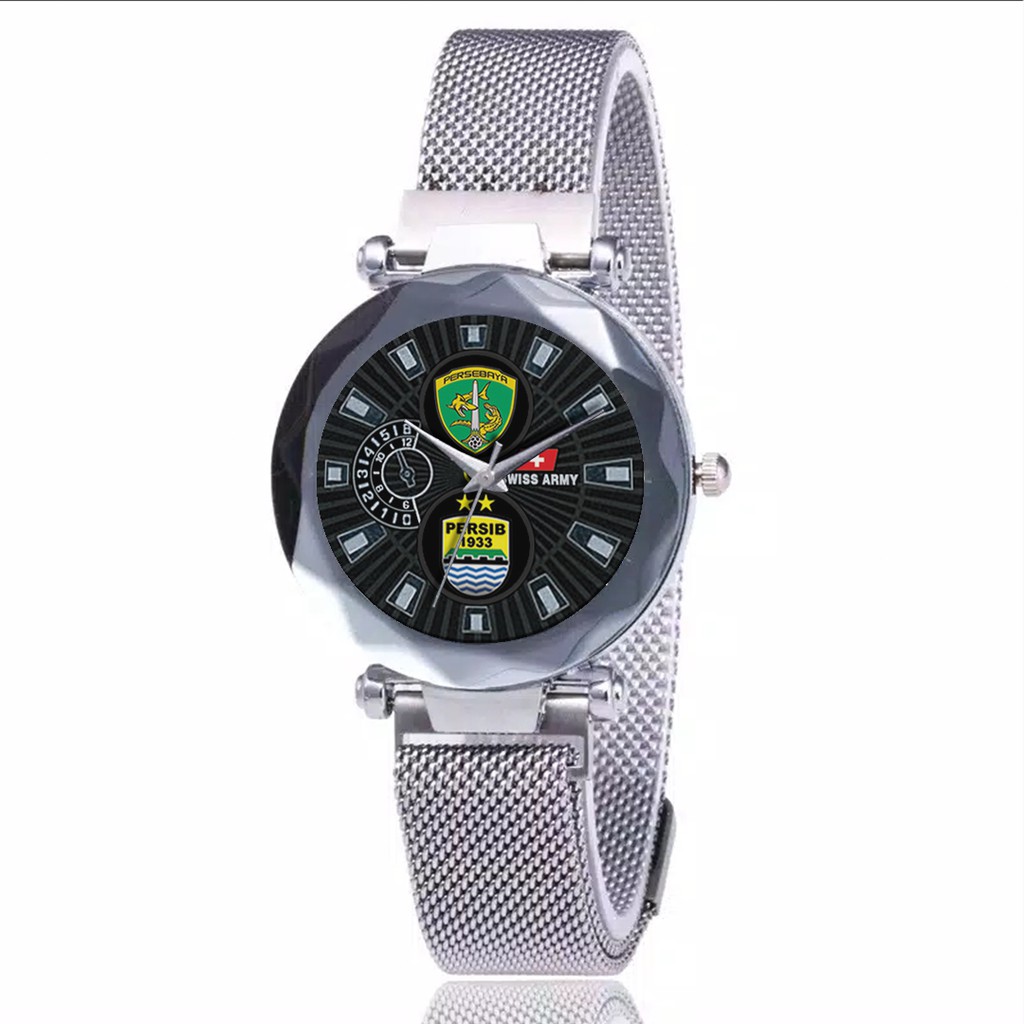 Jam Tangan Wanita Custom - PERSEBAYA-PERSIB Free Box &amp; Batre Cadangan