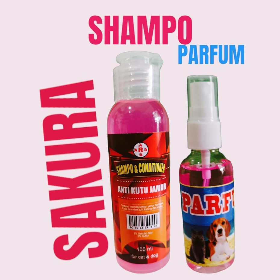 SHAMPO 100 ML + PARFUM 100 ML SAMPO DAN PARFUM KUCING ANJING ANTI KUTU JAMUR BACTERI DAN RONTOK