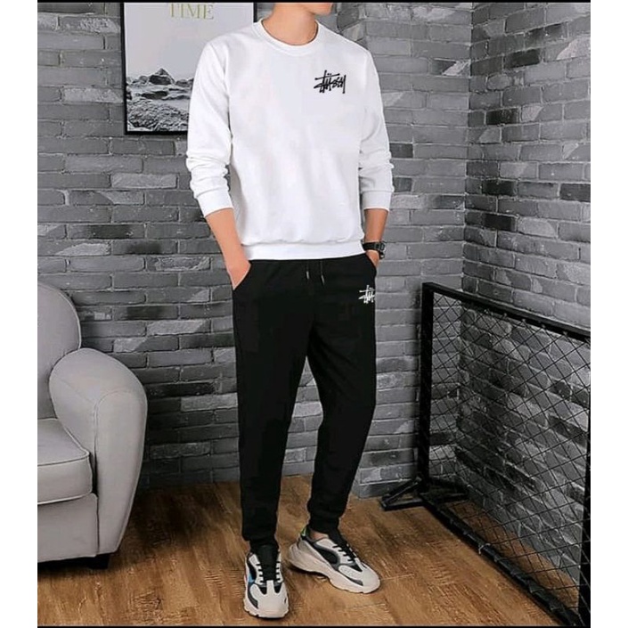 SETELAN BAJU PRIA LOGO TUSSY/SET PRIA KEREN/SETELAN PRIA LENGAN PANJANG CELANA JOGGER TUSSY